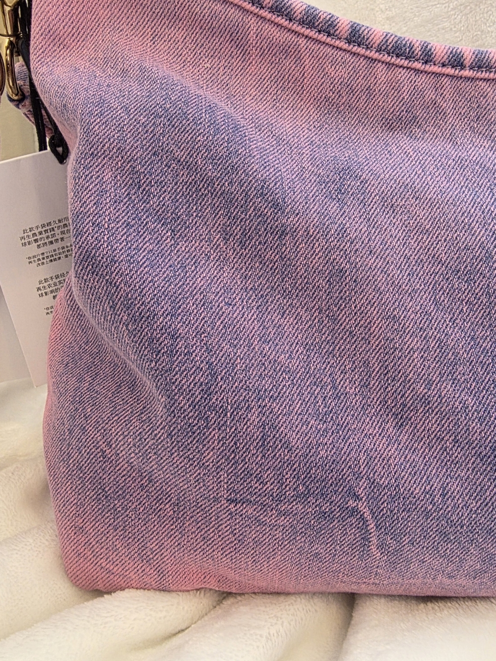 Custom Hand-Dyed Pink Coach Laurel Shoulder Bag | Reworked Denim with Charms - Picture 9 of 15